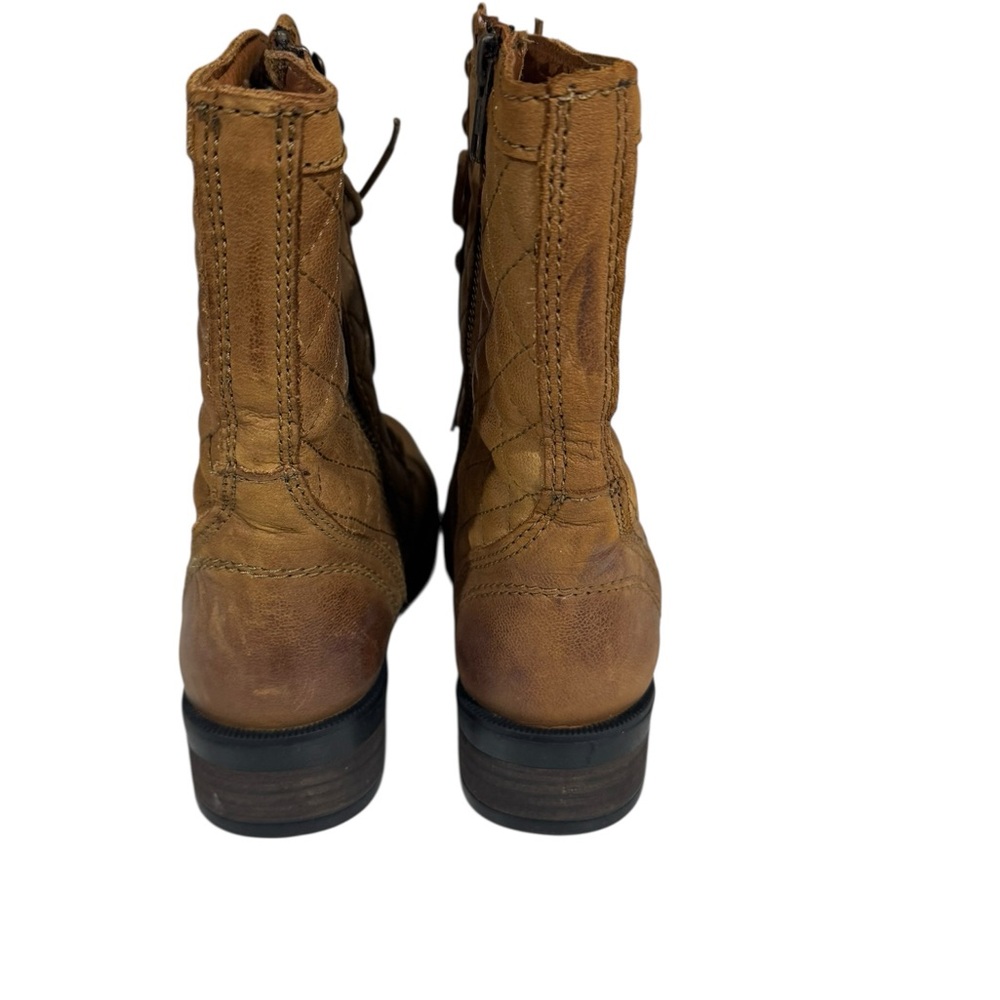 Steve Madden Cognac Tan Saffrin Quilted Leather Combat Boots - Picture 4 of 6